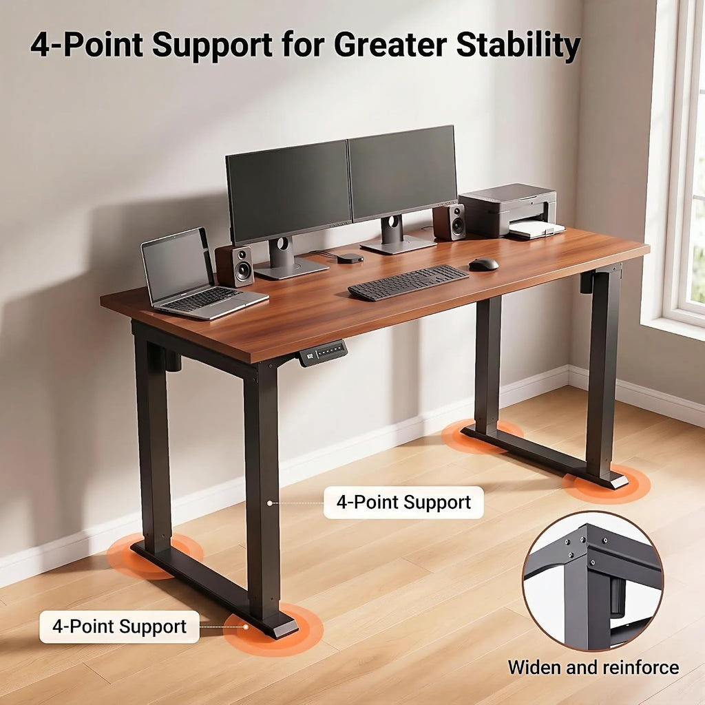 4-Leg Dual Motor Electric Standing Desk Frame, Black Frame Only | Reinforced 4-Leg Stability,Thicker standing Legs