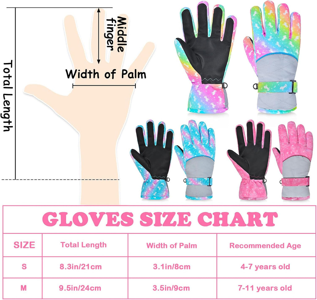 Kids Gloves Winter Snow Waterproof Ski Gloves for Girls Toddler Outdoor Windproof