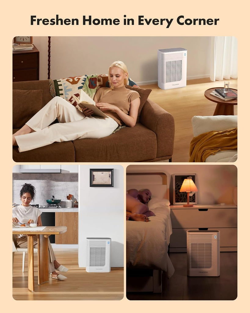 T356 New White Air Purifier for Home Large Room Bedroom Up to 1937 Ft² in 1 Hr With Double-sided Air