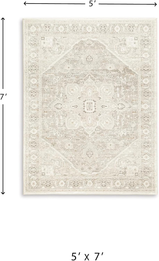 Area Rug, Neutral, Vintage Medallion