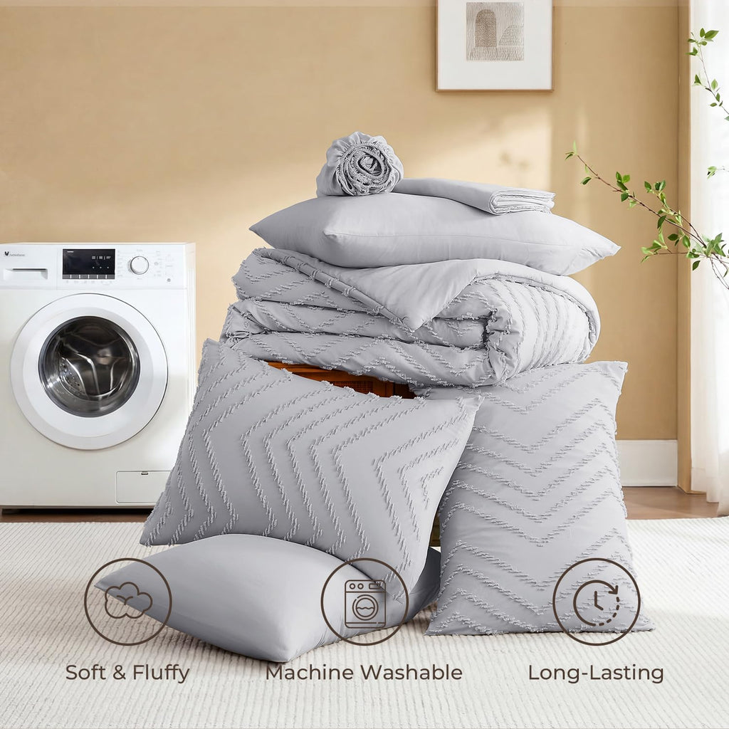 King Comforter Set with Sheets, 7 Pieces Boho Bed in a Bag