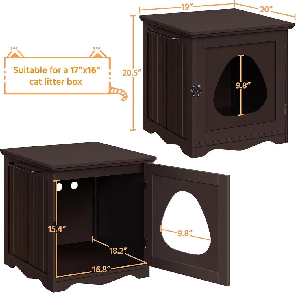 Cat Litter Box Furniture, Indoor Litter Box Enclosure Hidden Kitty Washroom Night Stand Decorative House Side Table