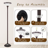 Torchiere Floor Lamp - 70" Victorian Floor Lamp with with Etched Glass Shade
