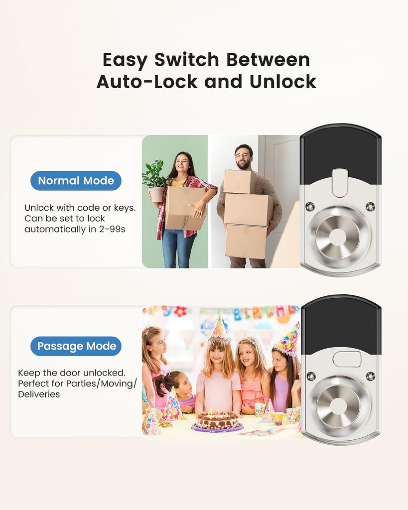 Smart Door Knob with Keypad Keyless Entry Electronic Lock Satin Nickel