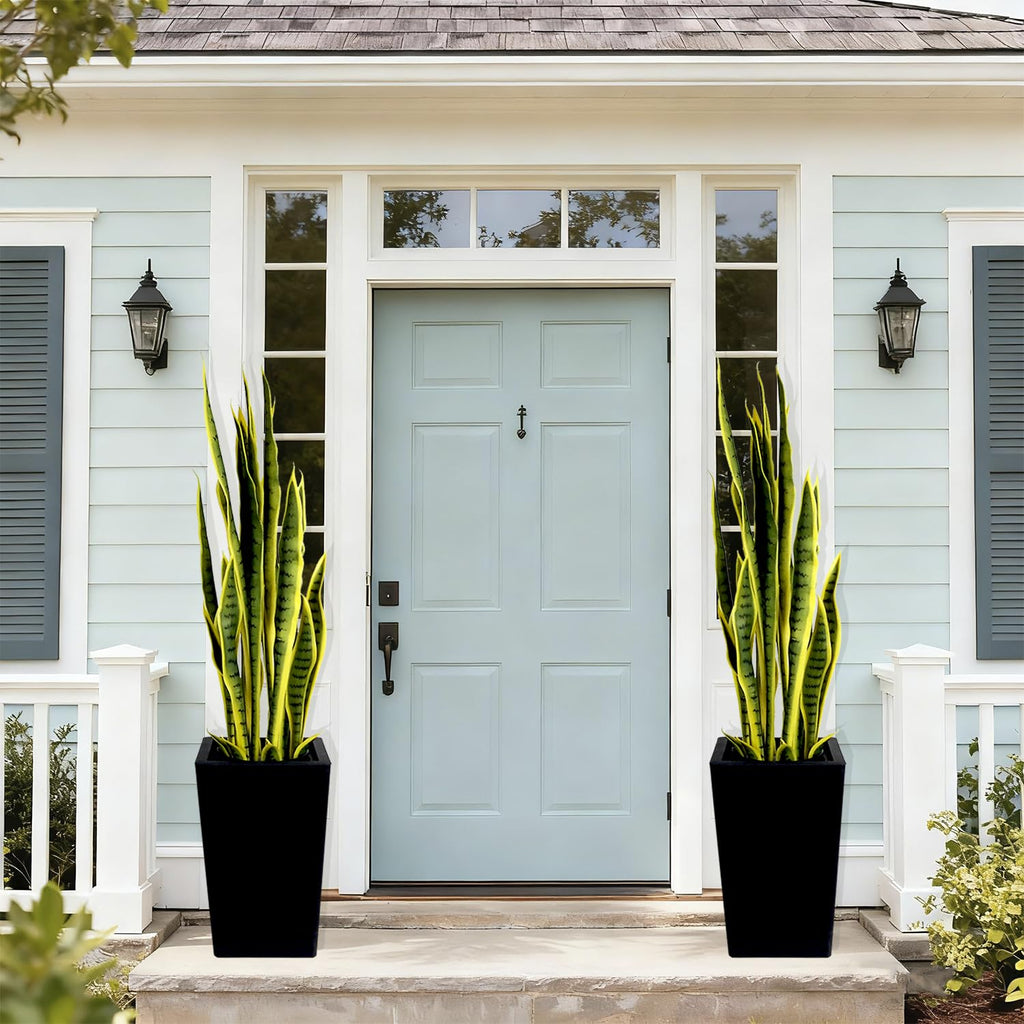 3. Artificial Snake Plant with Tall Planter, 24 PVC Lifelike Leaves, 45in Faux Sansevieria for Indoor Home &