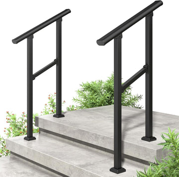 2 Pack 2 Step Hand Rails for Outdoor Steps, Railings for Outdoor Steps, Wrought Iron Railing kit for Garden Garage