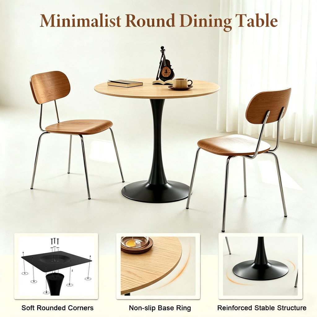 Inspired Saarinen Style Round Table, Modern Dining Table, MDF Top and Steel Base Tulip Round Kitchen Table, Kitchen Table, Mid Century Coffee