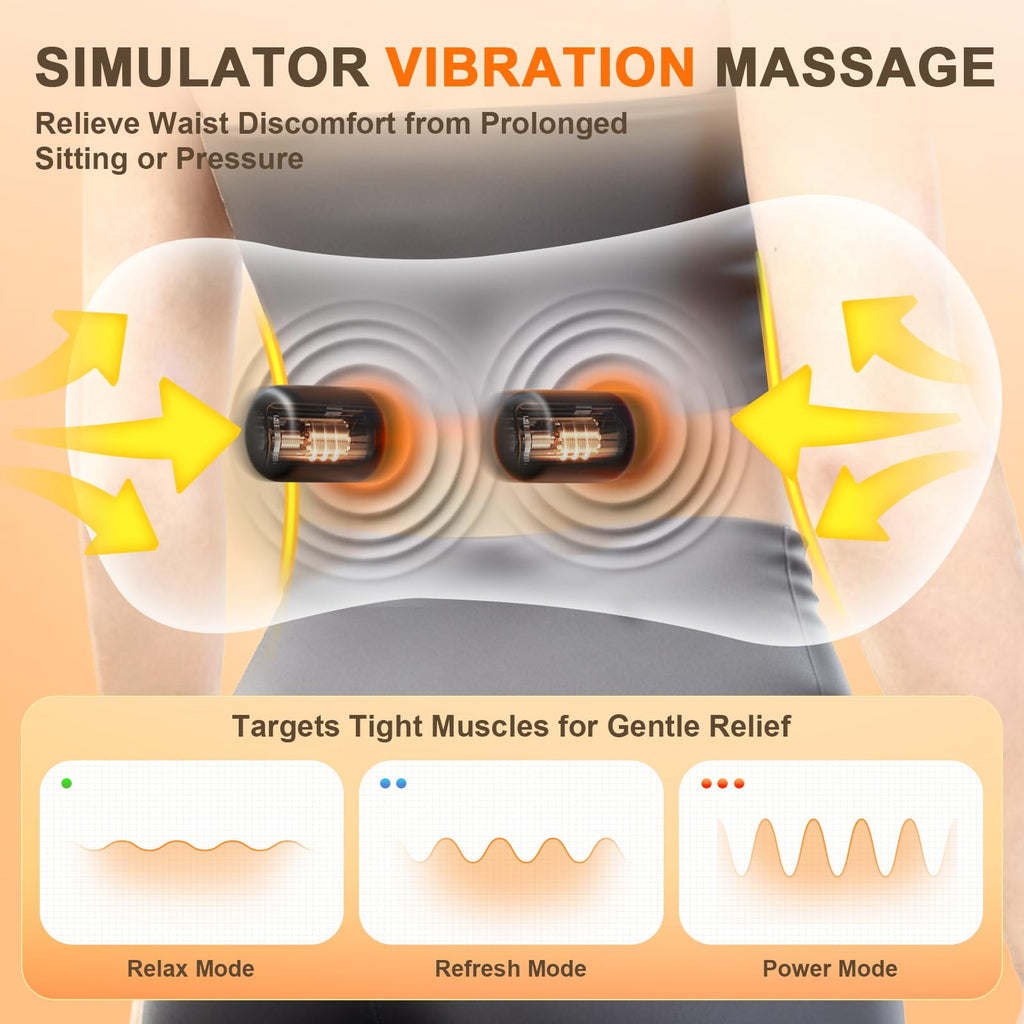 Lumbar Support Pillow, Triple Fusion Massager for Sciatica LightGray