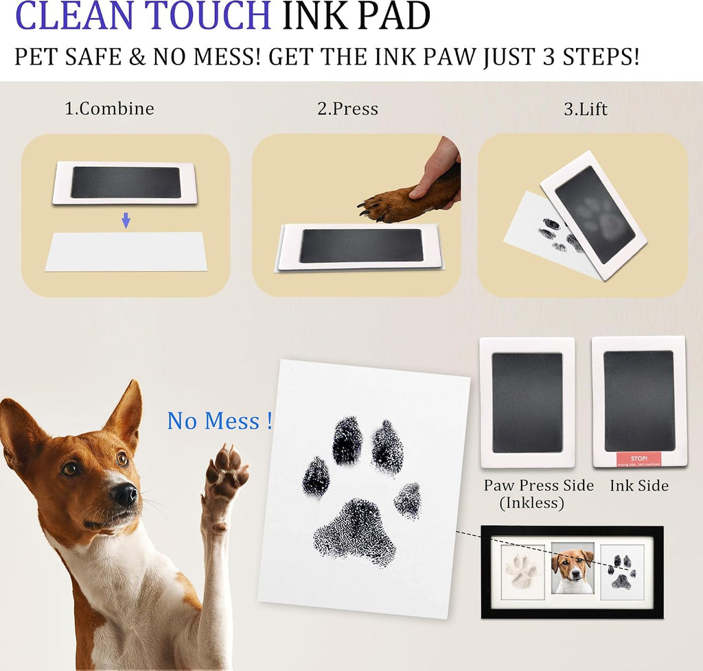 Paw Print Frame Kit, Dog/Cat Paw Print Keepsake, XL Black