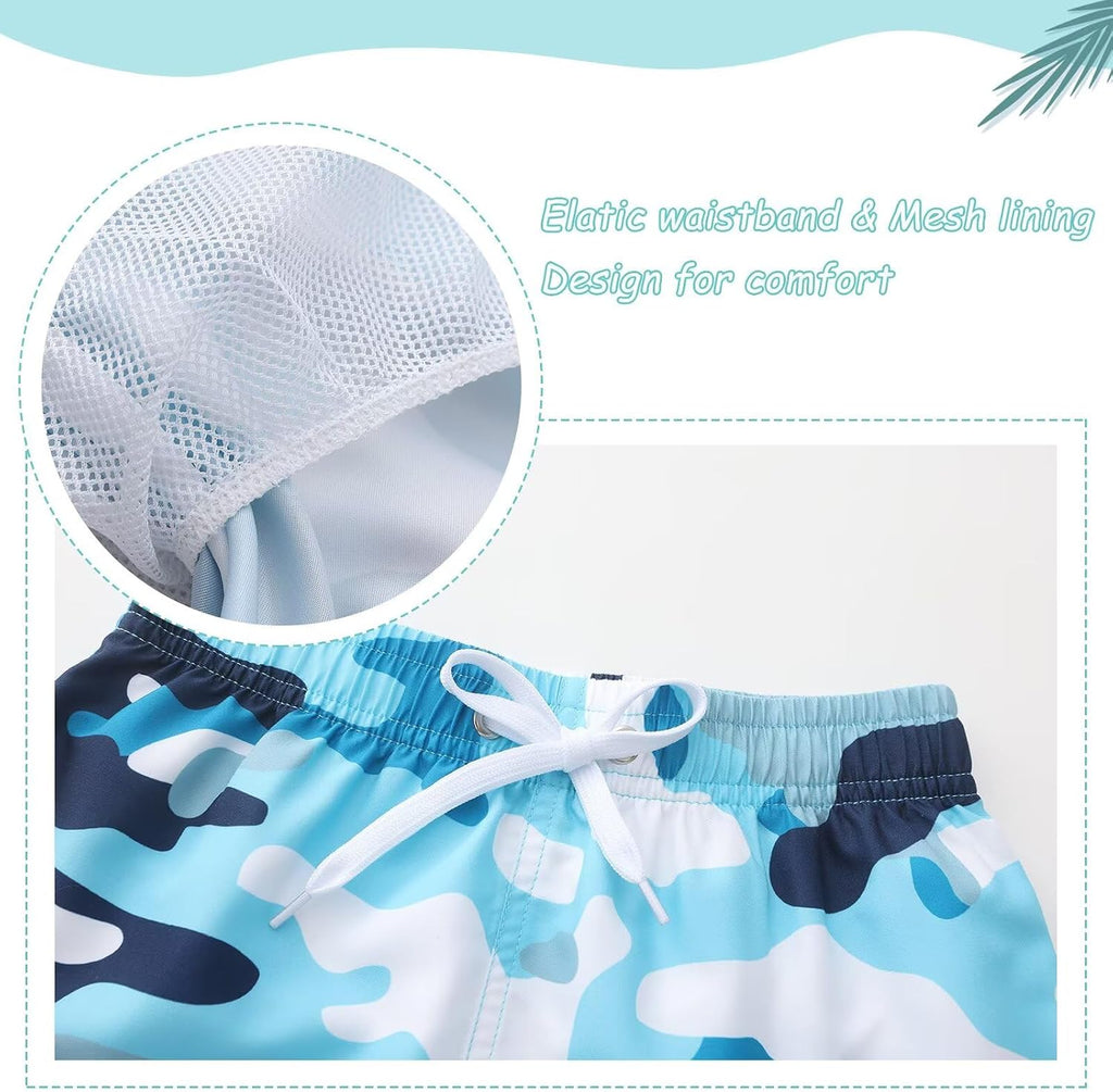 Boys Swim Set, 2 Piece Rash Guard Swimsuits Bathing Suit Short Sleeve Swim Shirts with Trunks Quick Dry Swimwear