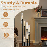 2 Pack Floor Candelabra Centerpieces 8 Arms Floor Candle Holder with Acrylic Shade Pillar, Metal Black Candelabra