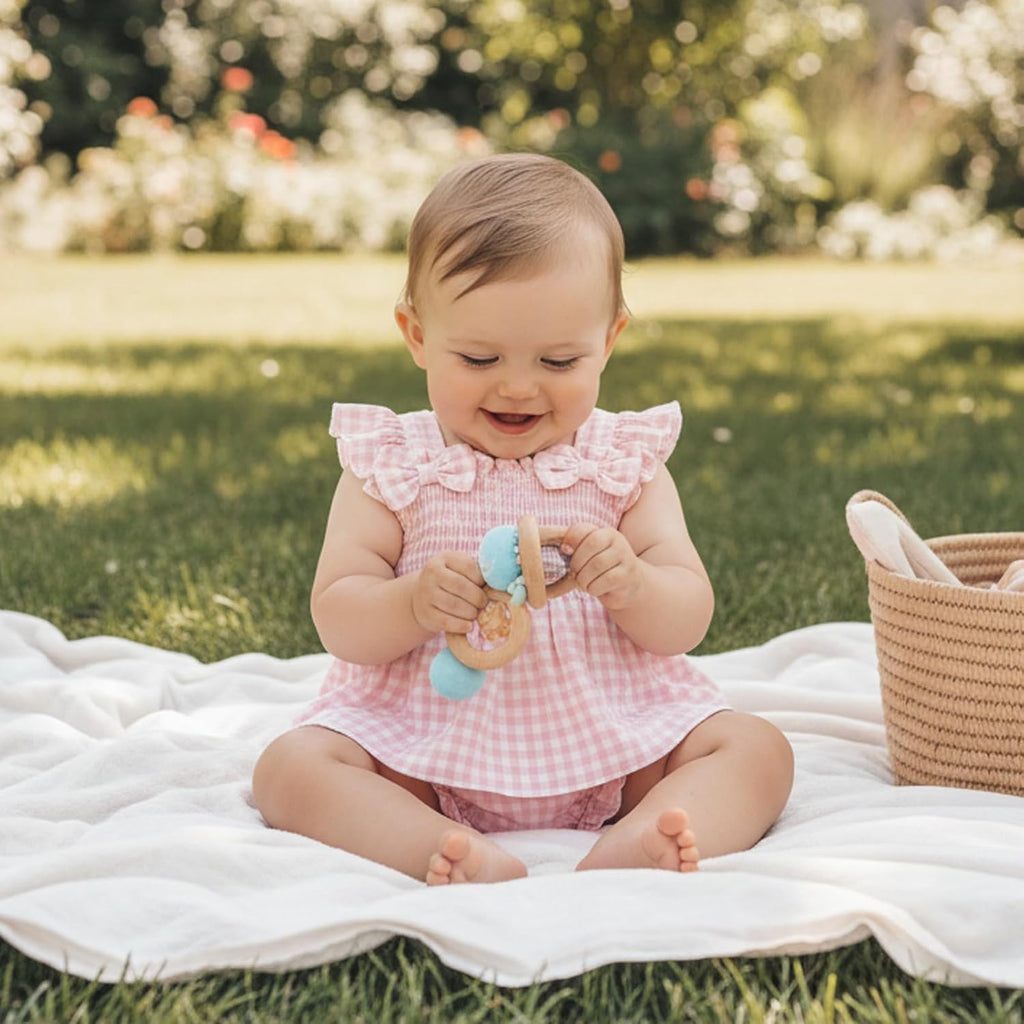 Baby Girl Clothes Infant Summer Outfits Set Plaid Ruffle Sleeve Shirt Tops and Bloomers Shorts