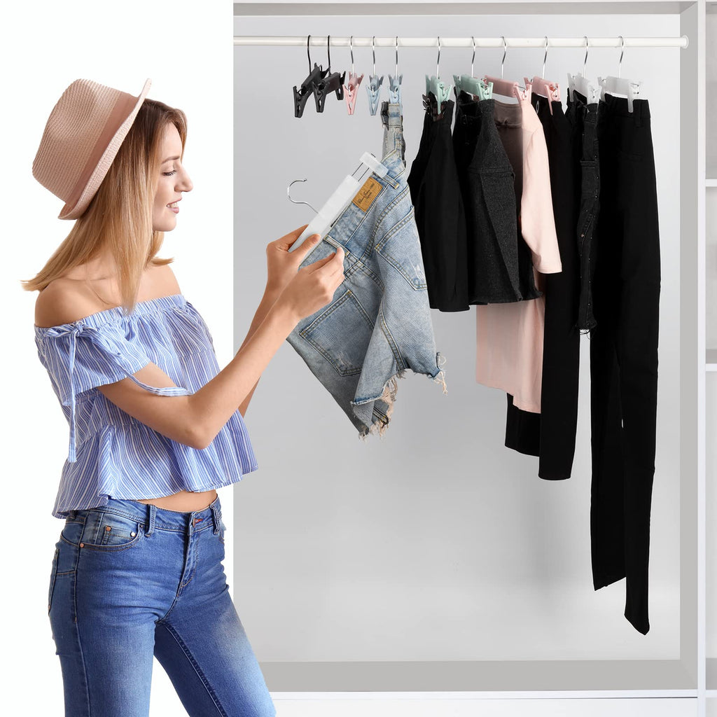 Pants Hangers with Clips, Skirt Hangers, 30 Pack, Translucent
