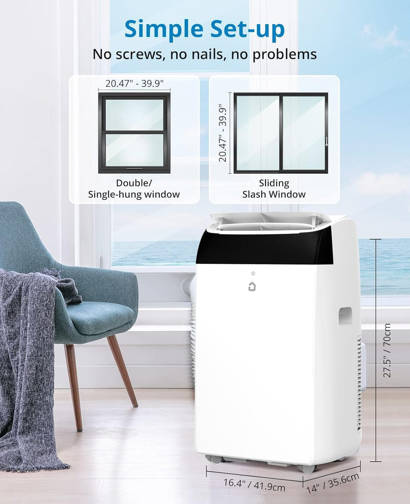14000 BTU Room Air Conditioners with Remote Control, 3-In-1 Free Portable AC Unit with Fan & Dehumidifier