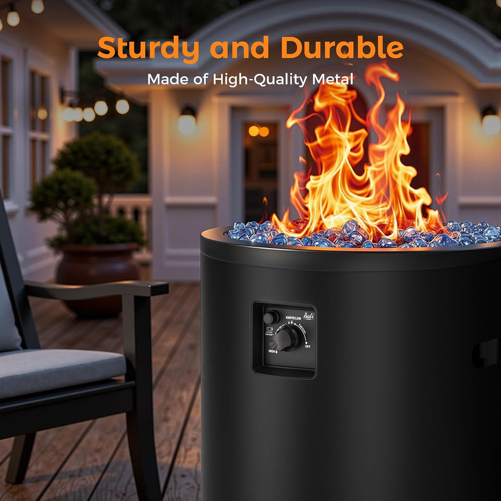 50,000 BTU Propane Fire Pit Outside, 23 inch Outdoor Fire Pit Round, Black Firepits for Outside Patio, Garden, Backyard