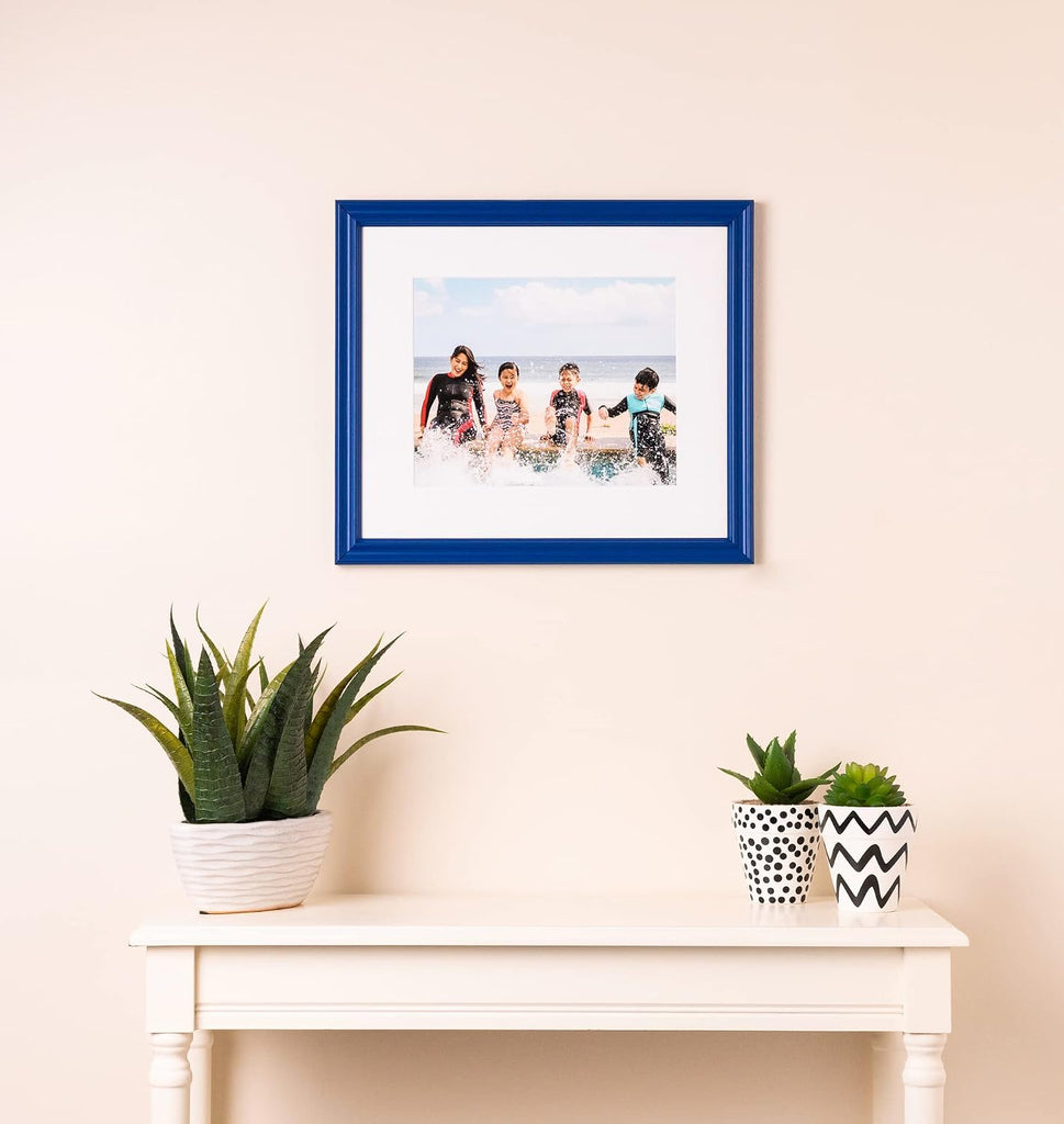 24x36 Inch Blue Picture Frame, This 1" Custom Wood Poster Frame is Blue Stain on Red Leaf Maple, for Your Art or