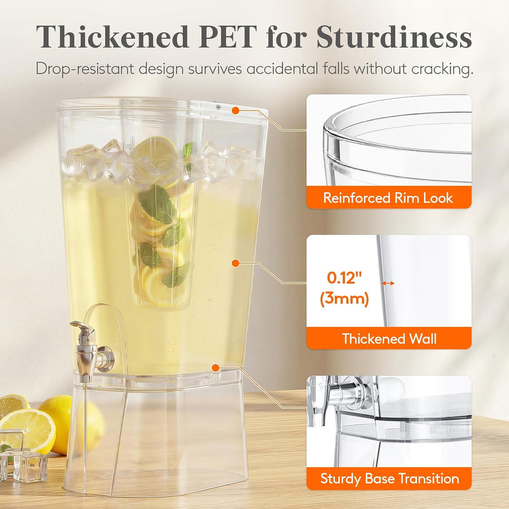 Gal Drink Dispenser with Fruit Infuser & Leak-Proof Spigot - Set of 2