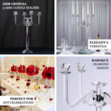 Efavormart 27" Tall Handcrafted Gem Cut 5 Arm Crystal Modern Glass Candelabra Candle Holder Wedding Centerpiece