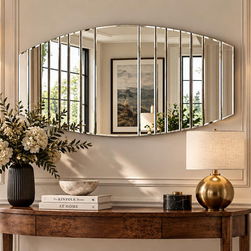 Decorative Wall Mirror, 43" x 22" Frameless Art Deco