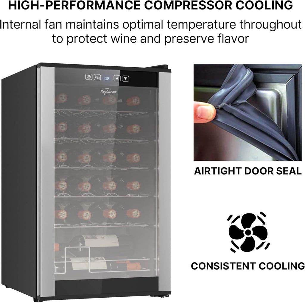 24 Bottle Wine Cooler Black Compressor Wine Fridge | 2.4 cu ft (68 L) Freestandi