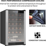 24 Bottle Wine Cooler Black Compressor Wine Fridge | 2.4 cu ft (68 L) Freestandi