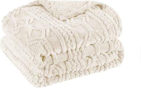 Fleece Boho Jacquard Blanket, Decorative Blankets, Fuzzy, Plush, Fluffy, Soft, Room Decor, Beautiful Cover, Comfort