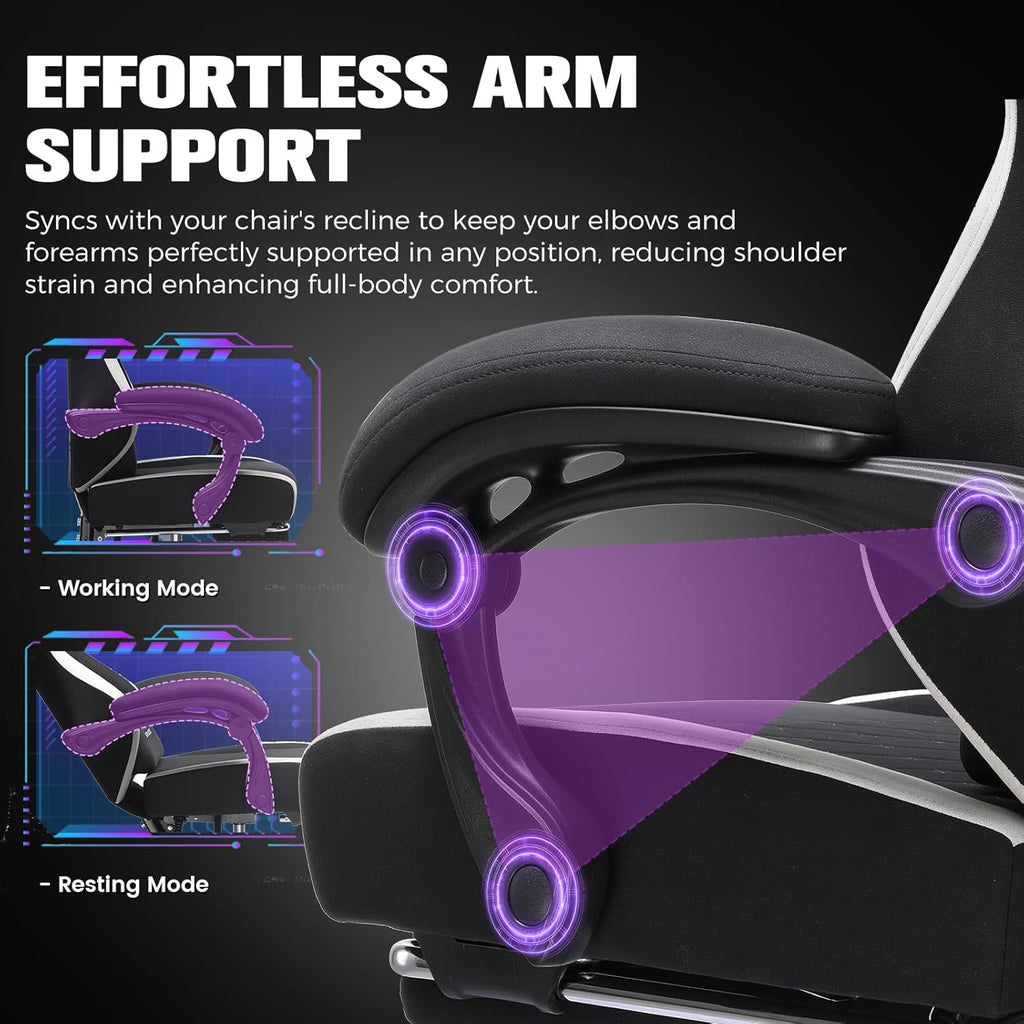Gaming Chair, Ergonomic Computer Chair with Footrest and Lumbar Support, High Back Recliner Chair 350lbs, Height