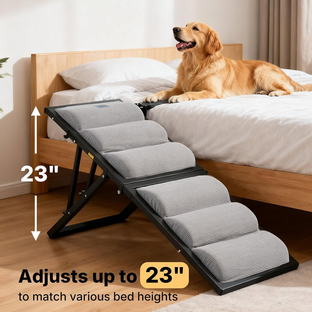 Foldable Dog Ramp for Bed Couch Large Dogs, Adjustable 17-23'' High
