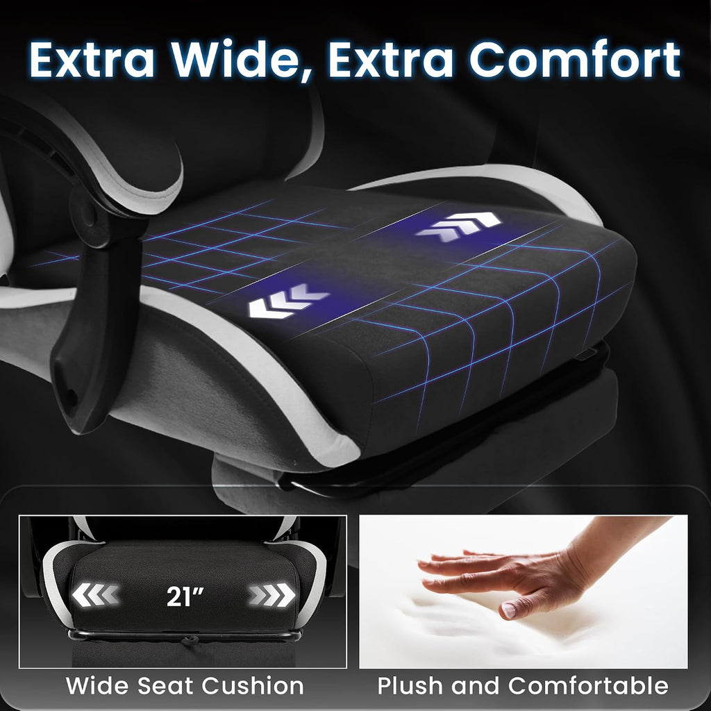 Gaming Chair, Lumbar Support with Breathable Fabric, Black | Ergonomic Design with Linkage Armrests, Adjustable