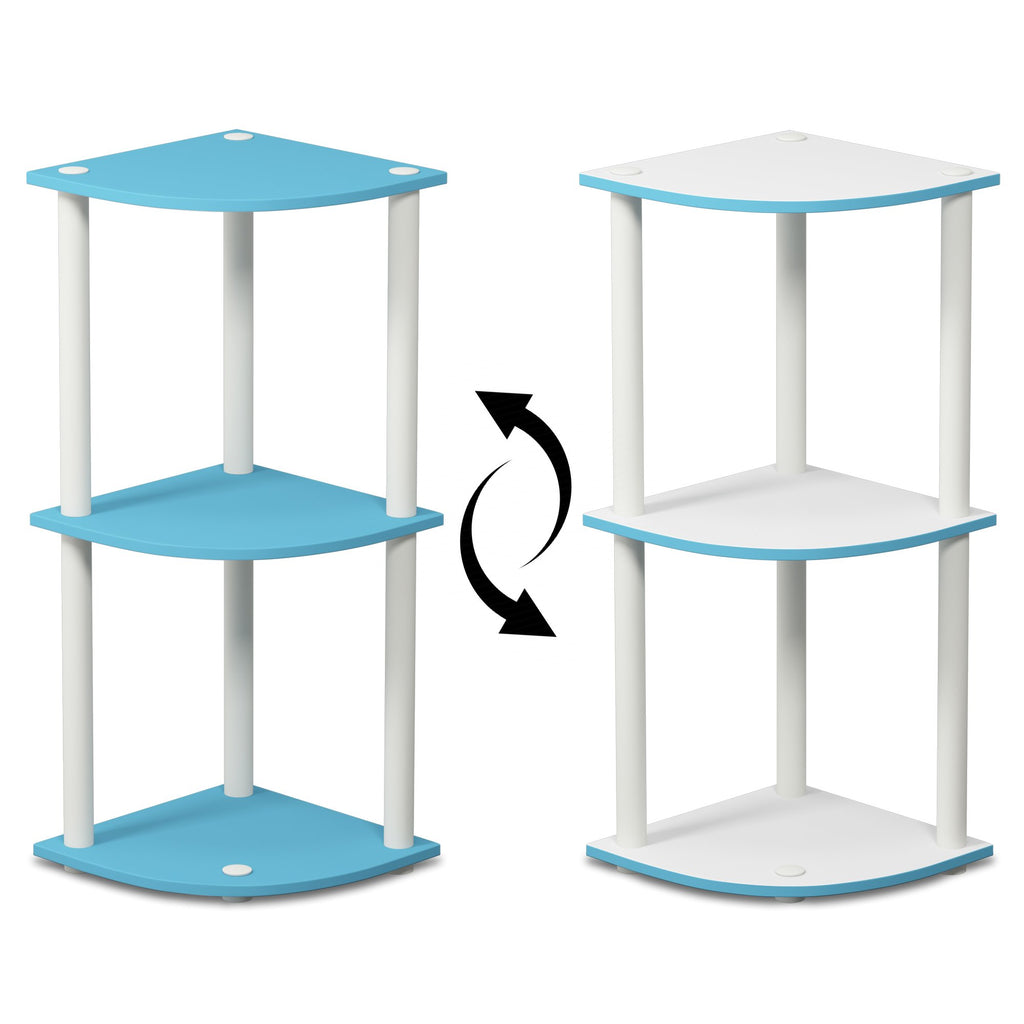 TURN-N-TUBE Corner Shelf, 3-Tier Corner Bookshelf, Display Storage Shelves with Open Shelves, for Organization and
