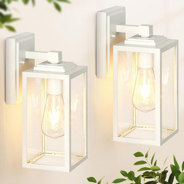 2 Pack Outdoor Light Fixture, White Outside Wall Lighting Lantern, Anti-Rust Porch Lights Outdoor, 100% Aluminum Exterior Lights for House, Patio, Doorway A123-B0C73VWQ33