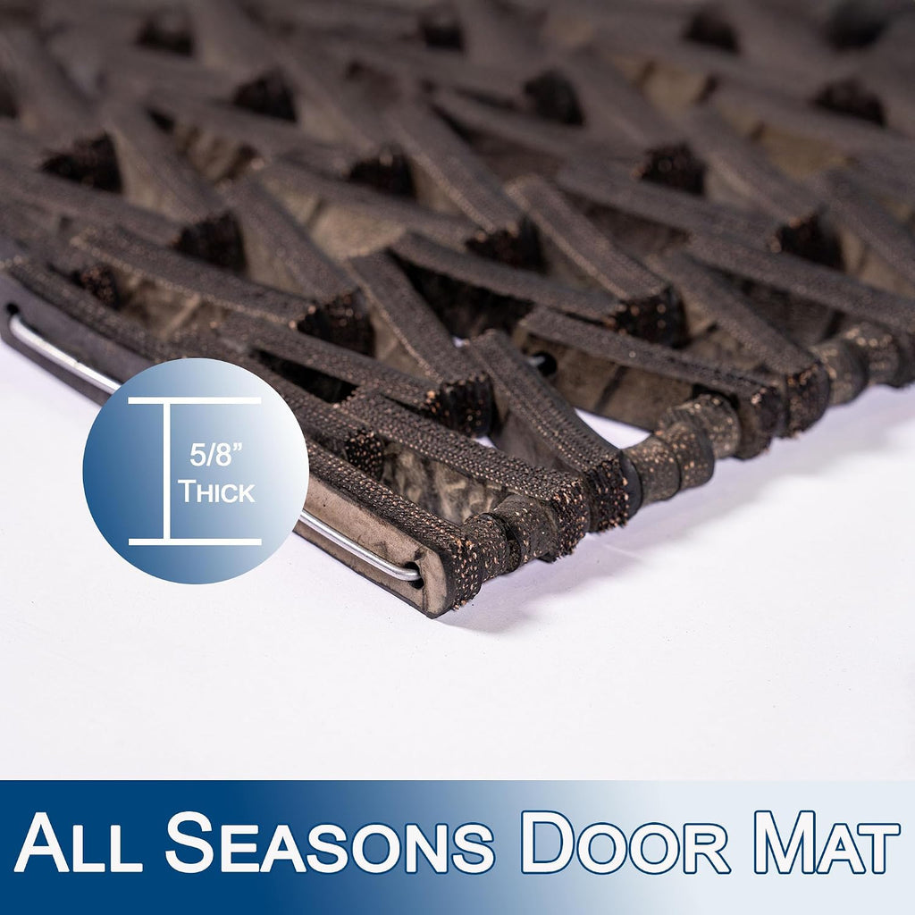Durite Outdoor Entrance Mat Runner, Recycled Rubber Tire-Link Doormat, Heavy Duty Non-Slip Herringbone Weave, Open