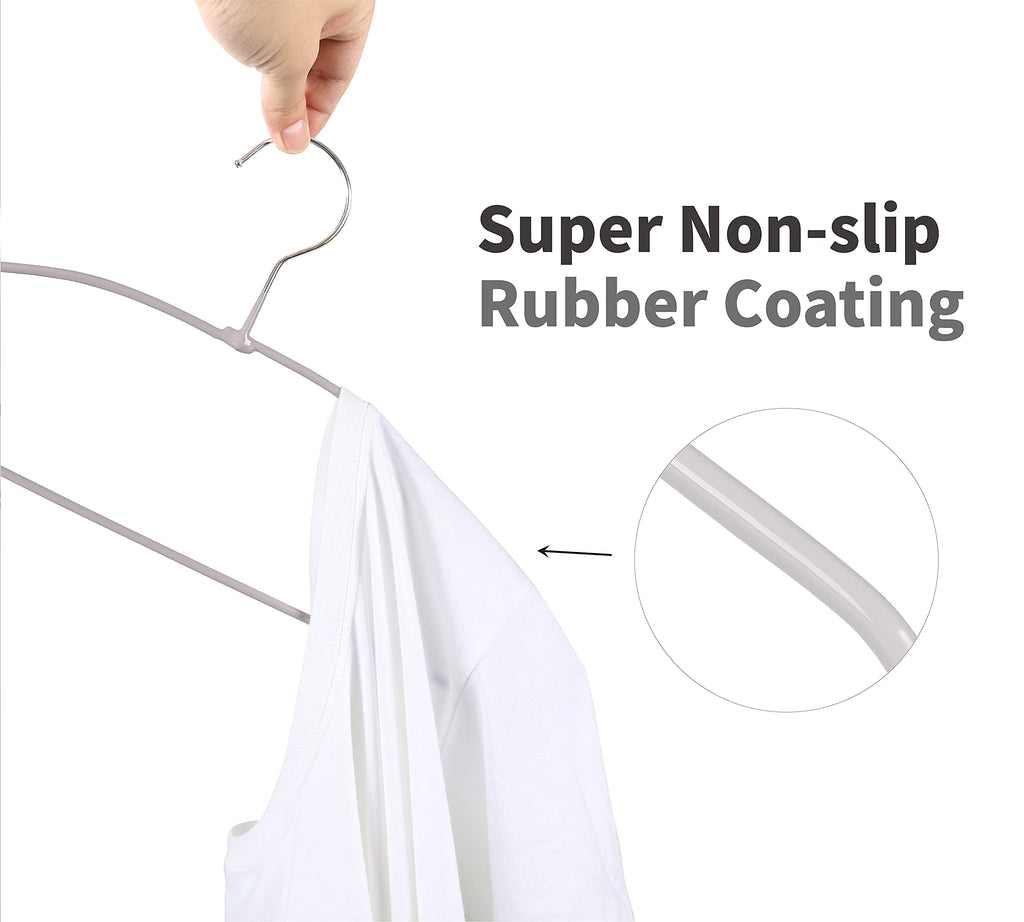 Metal Hangers 20 Pack, Non Slip Clothes Hangers Space Saving, Heavy Duty Rubber Coated Wire Hanger for Coat, Shirt