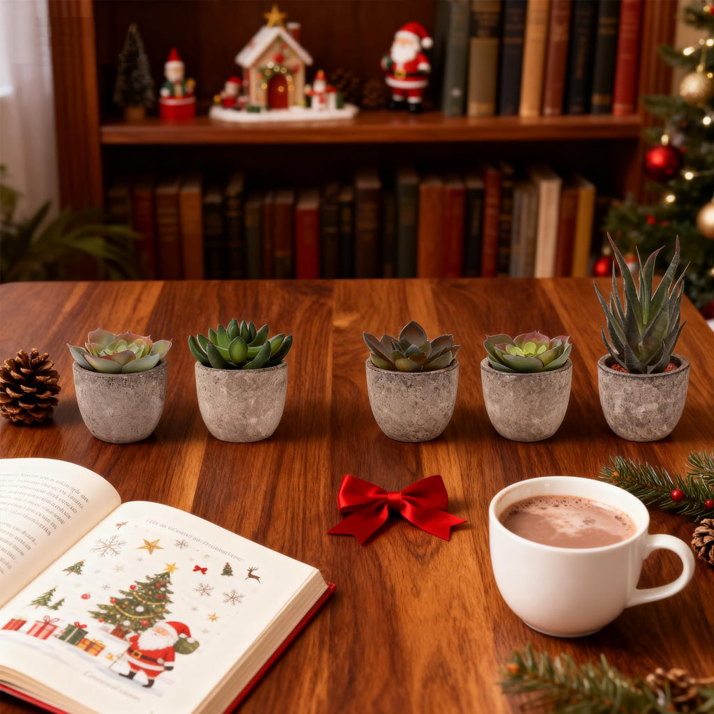Artificial Succulent Plants Set, Low Maintenance Home Office Decor