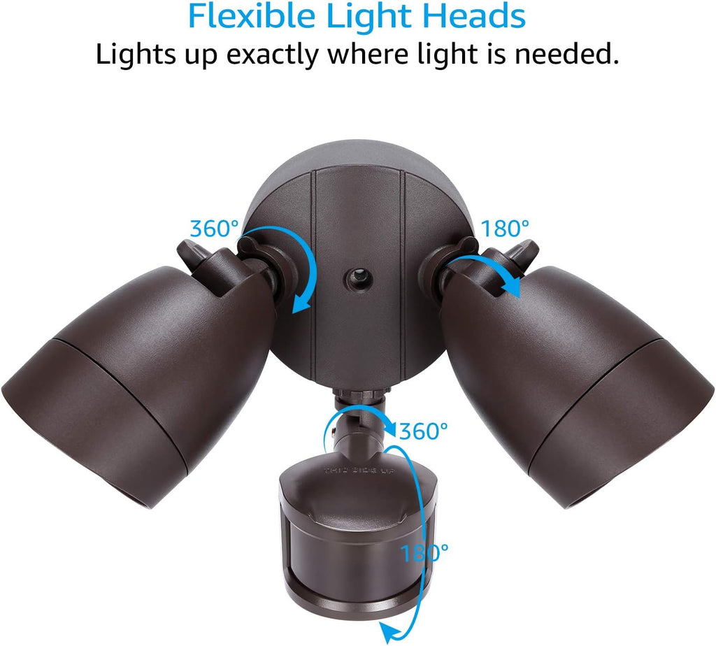 LED Security Light Outdoor Motion Sensor Dusk to Dawn 3000K Bronze | Motion Flood Light for Outside, Dusk to Dawn, UL