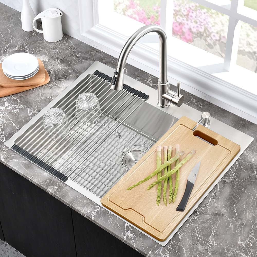 27x22 Drop In Stainless Steel Top Mount Sinks Single