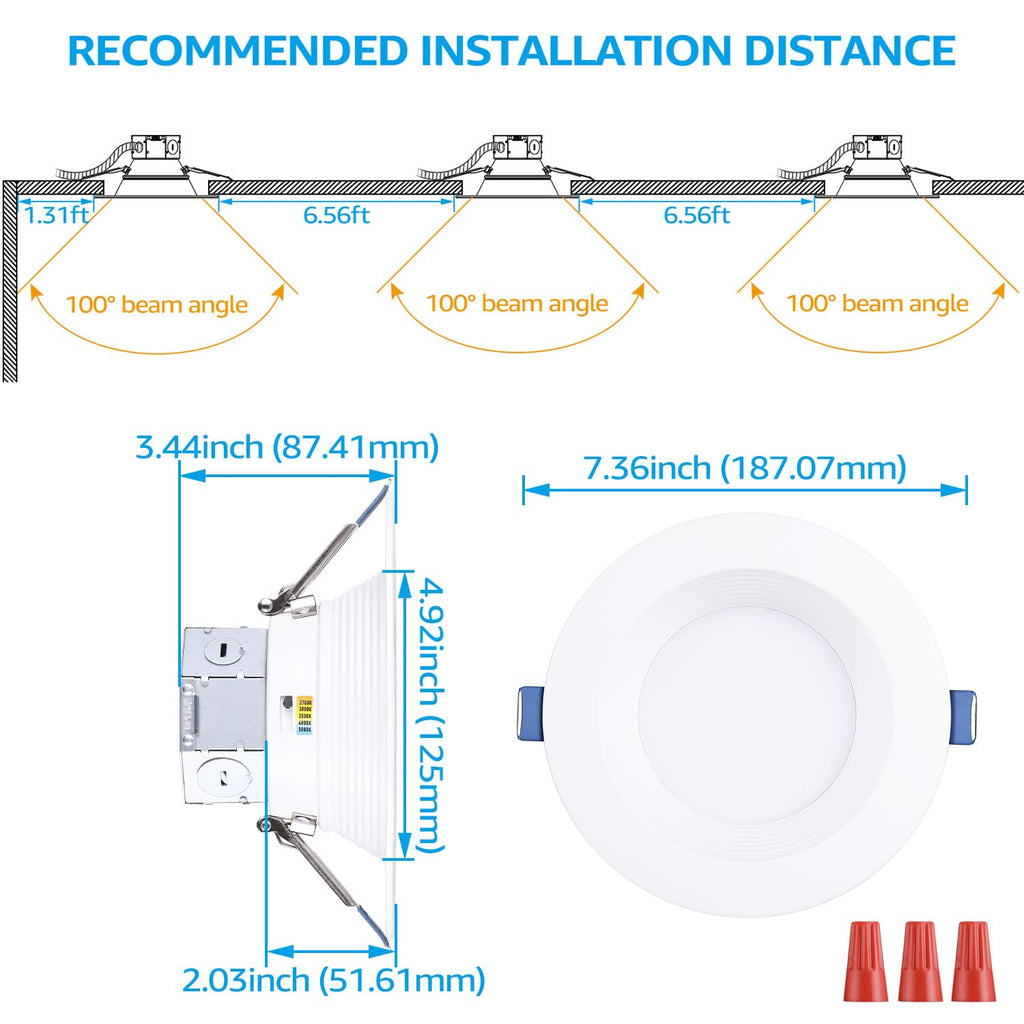 5CCT 6 Inch LED Recessed Light Canless, White