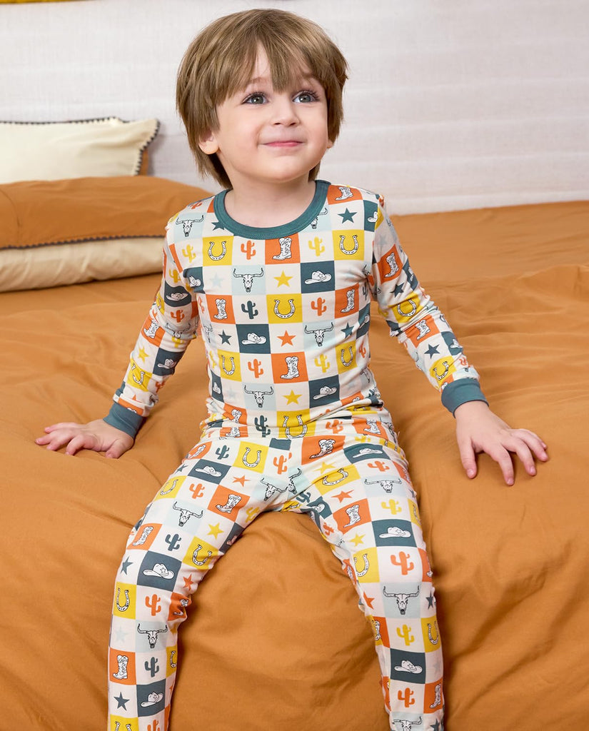 Bamboo Viscose Toddler Kids Pajamas Set, Long Sleeve Boys