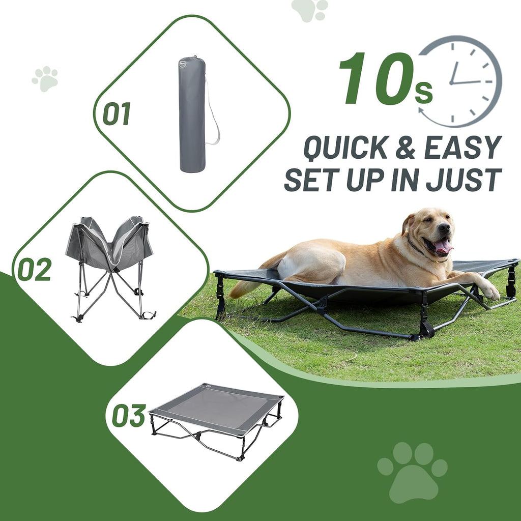 Outdoor Dog Bed, Cooling Elevated Pet Bed Portable Raised Dog Bed with Breathable Mesh, Dog Bed Foldable Dog Cot