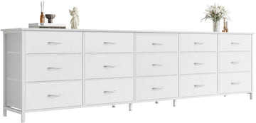 78.7 inch Long Dresser, 15 Drawer Fabric Dresser for Closet, Large TV Stand for 65, 75, 85 inch TV, Wide Chest of