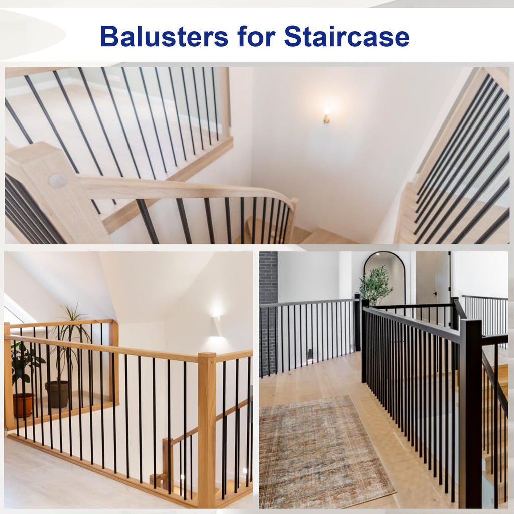 15-Pack Satin Black Stair Balusters, 44" x 5/8" Round Balusters
