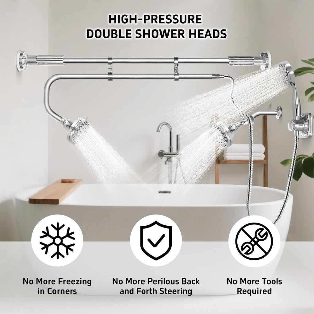 Tandem Shower, Dual Shower Heads for Couples with Handheld head