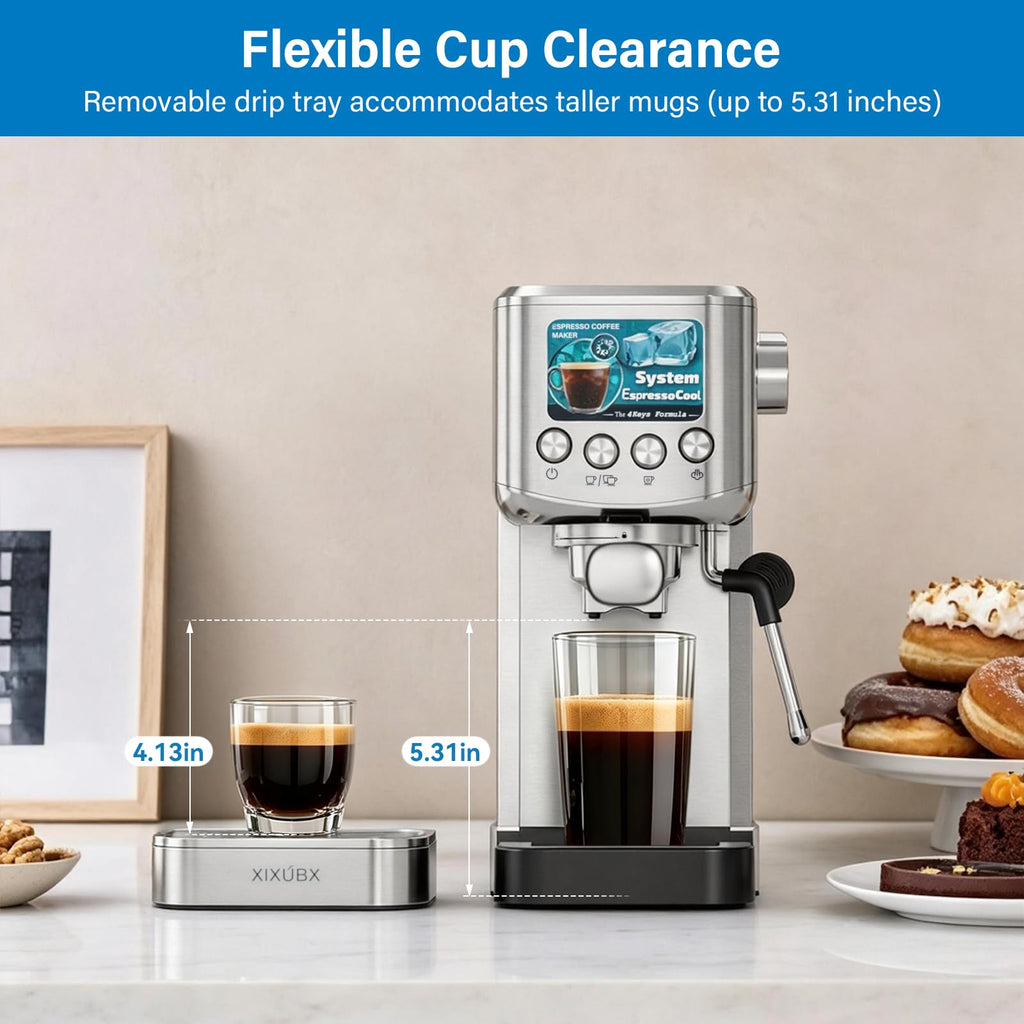 Cold Brew Espresso Machine with Milk Frother, Grey