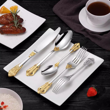 20-Piece Flatware Set for 4, Gold & Silver, 18/10 Stainless Steel