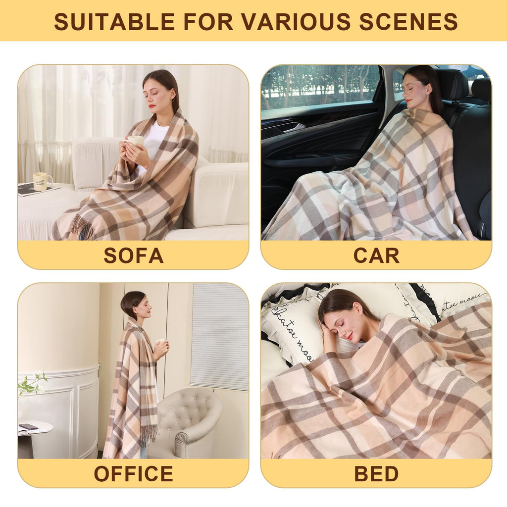100% Wool Throw Blanket, Super Soft Lightweight Blanket for Couch