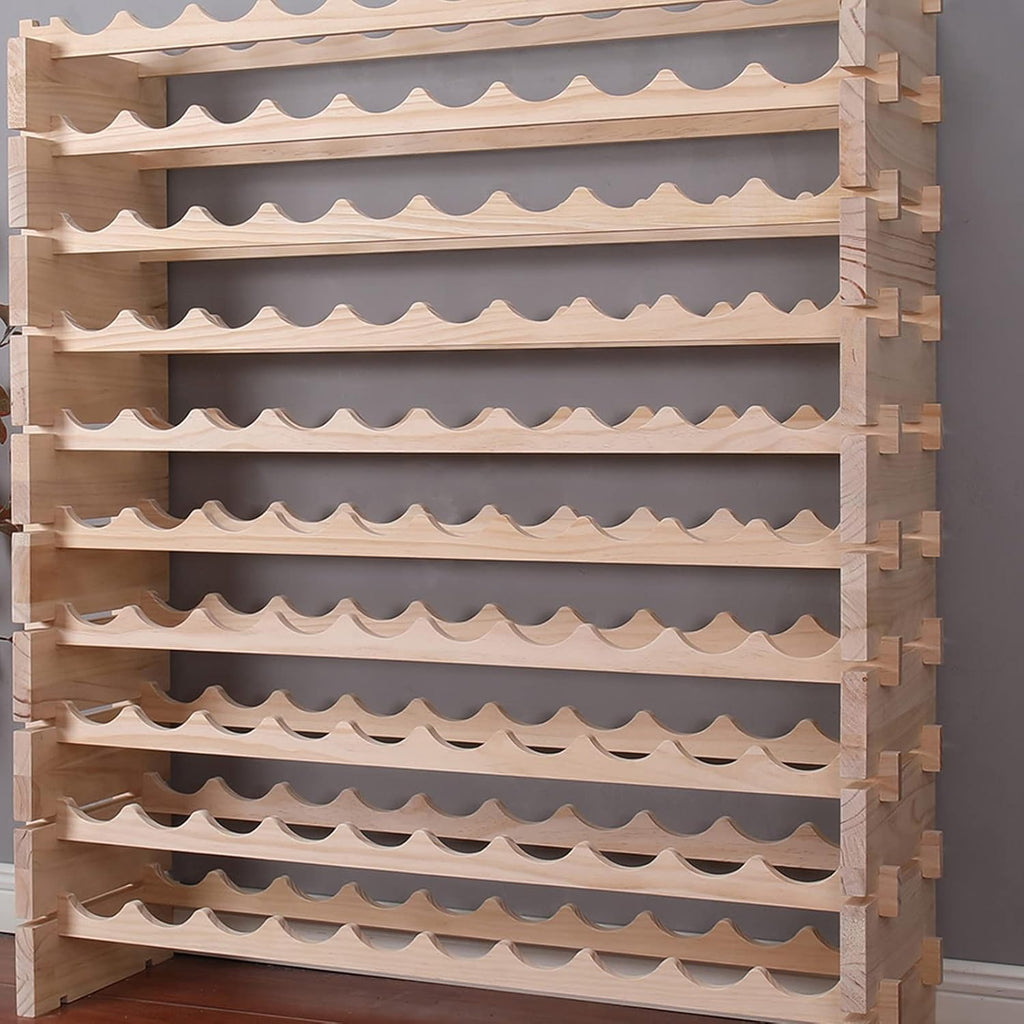 Wine Rack Cabinet Freestanding for Floor Wooden Stackable Storage Modular countertop Wood Wine Holder (120bottle)