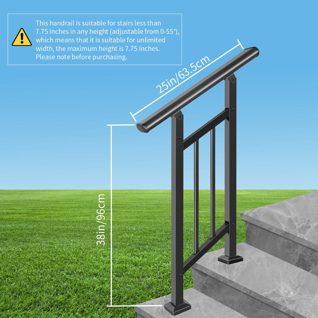 Adjustable Hand Rails for Outdoor Steps, 2‐Step Stair Railing Kit