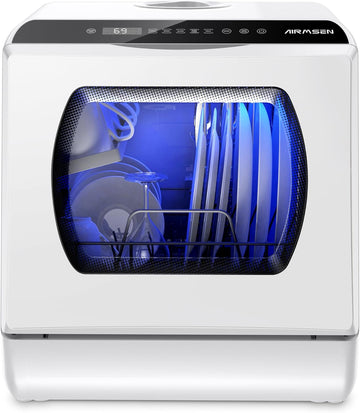 Portable Countertop Dishwashers, 5 Washing Programs Mini Dishwashers with 5 L Built-in Water Tank an