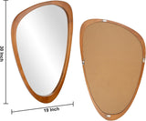 Irregular Wall Mirror Asymmetrical Bathroom Mirror, 19 x 30 Inch Wall Mounted Decorative Mirror with Wooden Frame