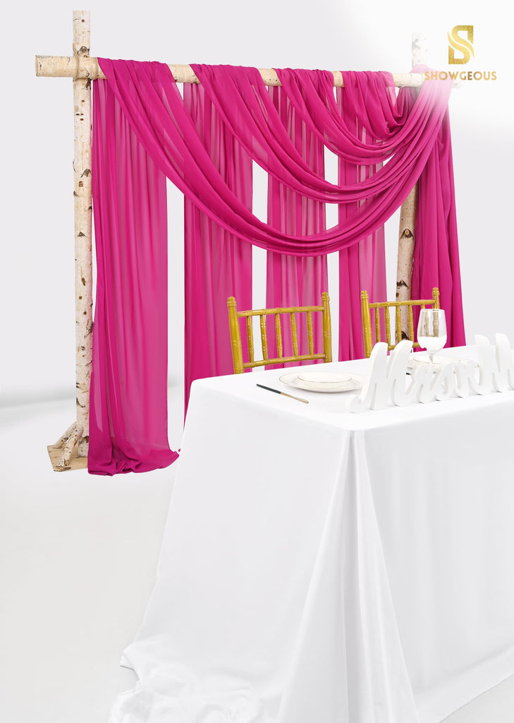 Wedding Arch Draping Fabric Fuchsia Chiffon Fabric Drapes
